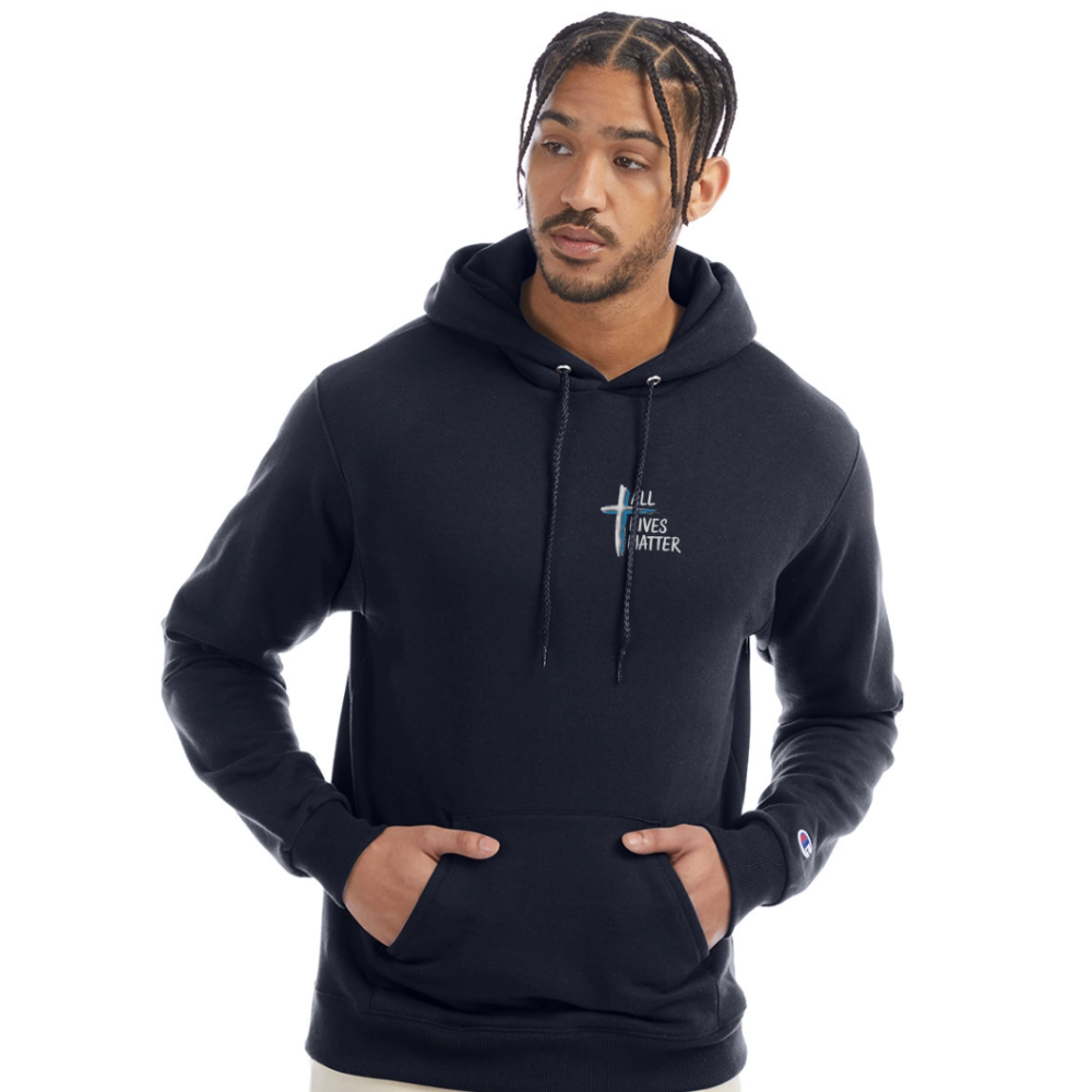 Outspoken Designs 04-02 "All Lives Matter" Designer Champion Unisex Powerblend Pullover Hoodie (MidnightNavy) - navy