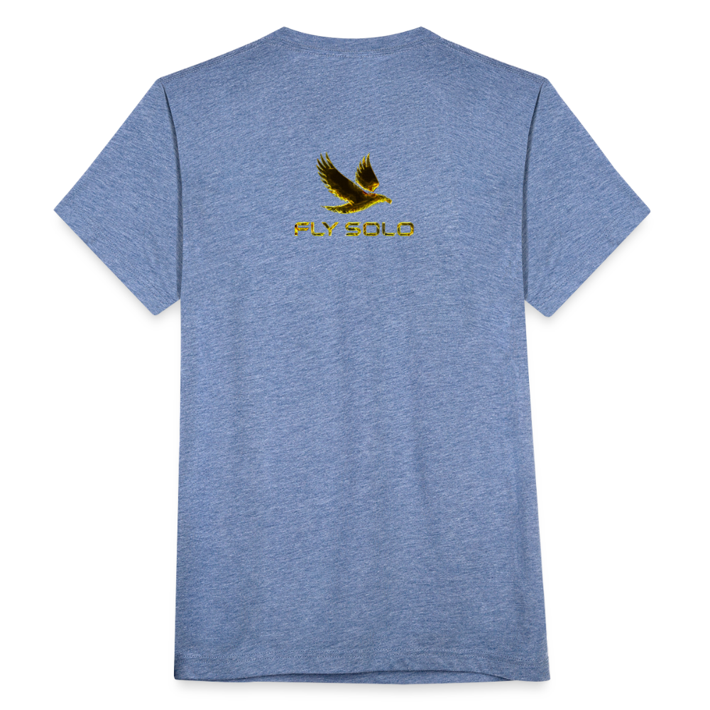 Outspoken Designs 03-01 "Fly Solo" Designer Bella+Canvas Unisex Tri-Blend T-Shirt - heather blue