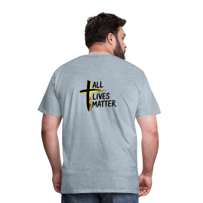 Outspoken Designs 04-01 "All Lives Matter" Men's Designer Premium Cotton T-shirt (10 colors) - heather ice blue