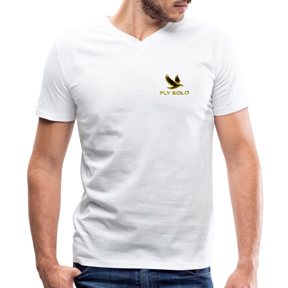 Outspoken Designs 03-01 "Fly Solo" Designer Bella + Canvas Men's V-neck T-shirt - white