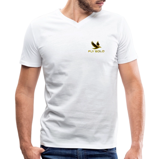 Outspoken Designs 03-01 "Fly Solo" Designer Bella + Canvas Men's V-neck T-shirt - white