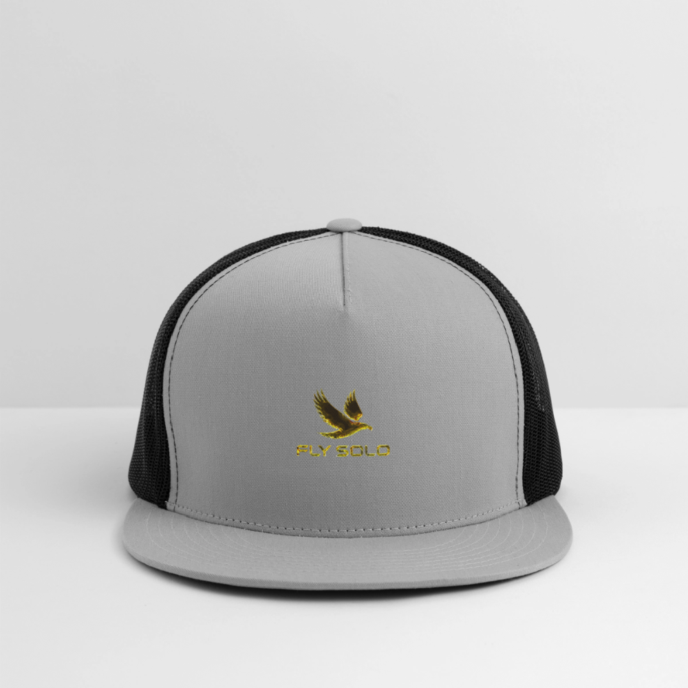 Outspoken Designs 03-01 "Fly Solo" Designer Yupoong Trucker Hat - gray/black