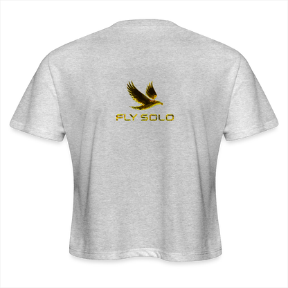 Outspoken Designs 03-01 "Fly Solo" Designer Bella+Canvas Cropped Flowy T-shirt - heather gray