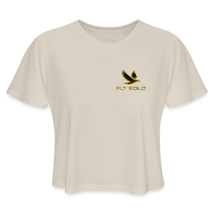 Outspoken Designs 03-01 "Fly Solo" Designer Bella+Canvas Cropped Flowy T-shirt - dust