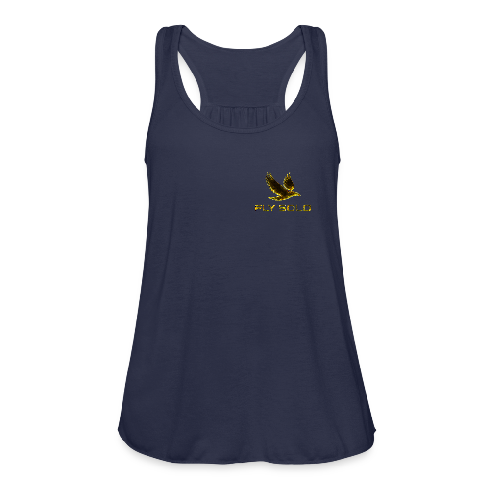 Outspoken Designs 03-01 "Fly Solo" Designer Bella + Canvas Ladies Flowy Tank Top - navy