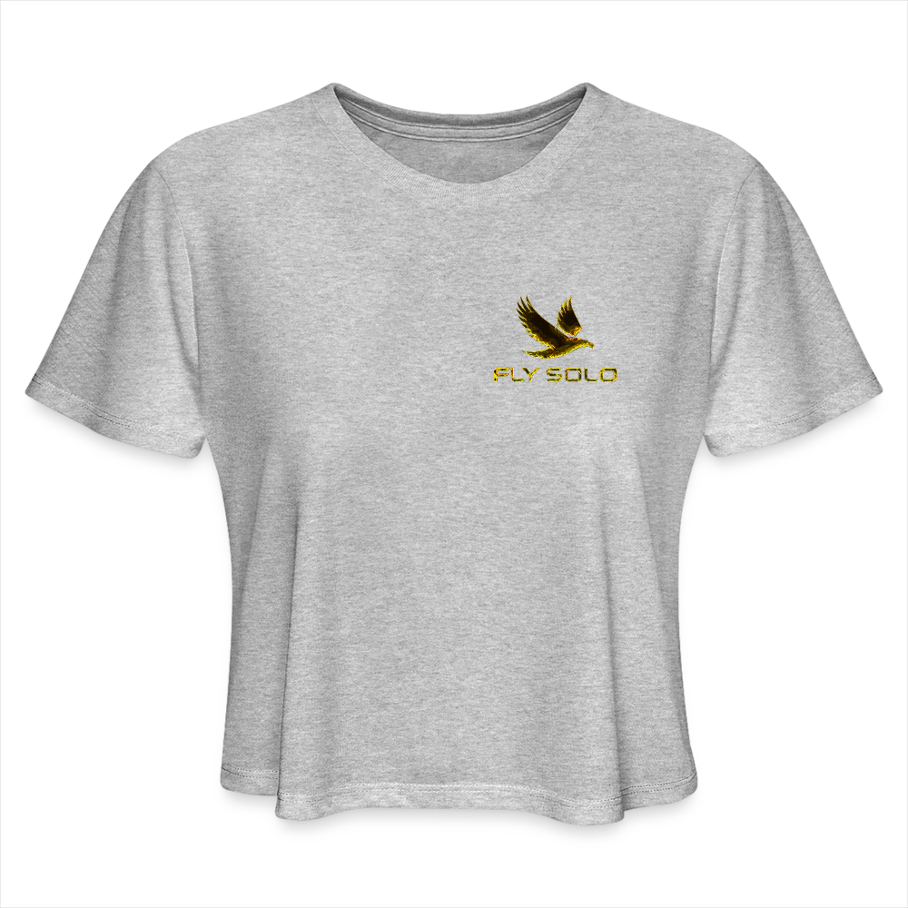 Outspoken Designs 03-01 "Fly Solo" Designer Bella+Canvas Cropped Flowy T-shirt - heather gray