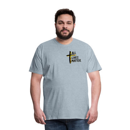 Outspoken Designs 04-01 "All Lives Matter" Men's Designer Premium Cotton T-shirt (10 colors) - heather ice blue