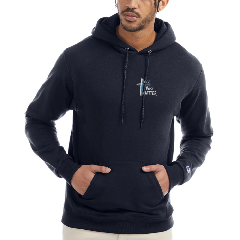 Outspoken Designs 04-02 "All Lives Matter" Designer Champion Unisex Powerblend Pullover Hoodie (MidnightNavy) - navy