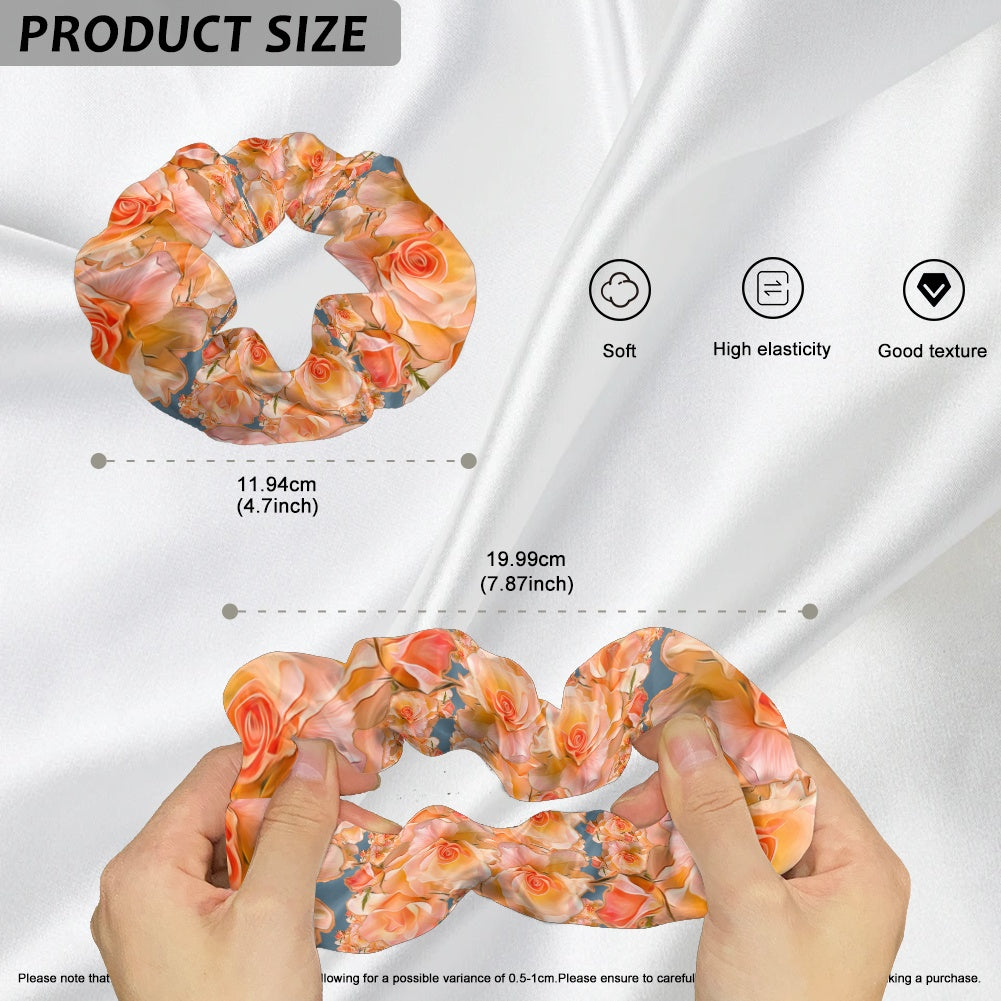 Floral Embosses: Roses 03-01 "Apricot Bloom Essential" Satin Scrunchie