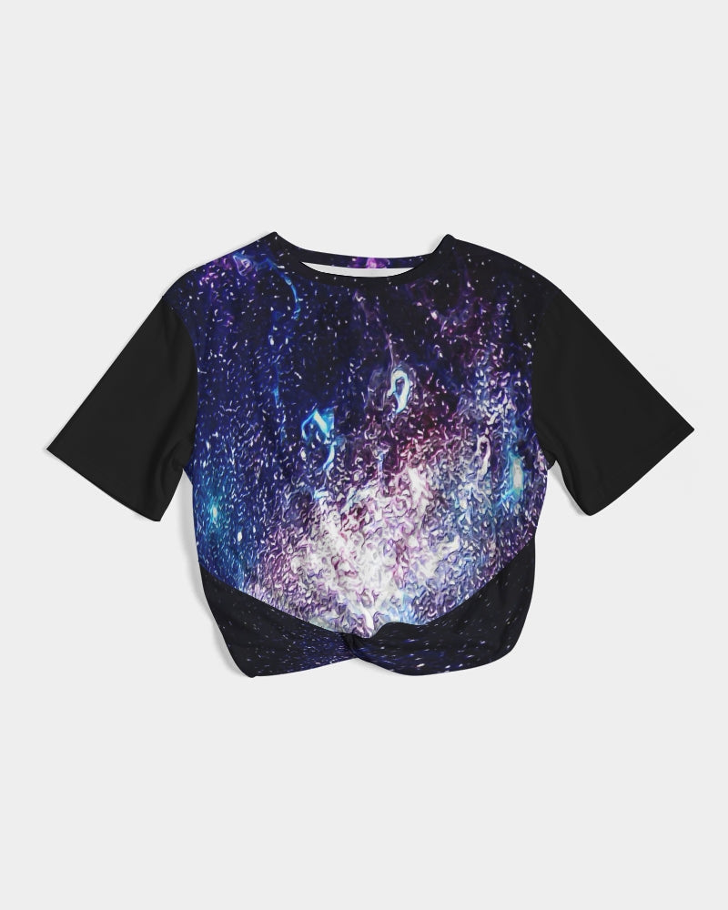 Galaxy Prints 01 Designer Twist Front Cropped T-shirt