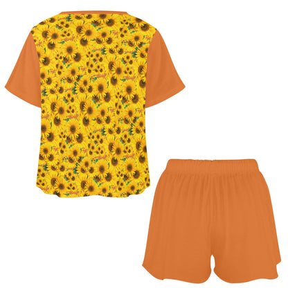 TRP Floral Print 04: Sunflowers 01 Designer Lounge T-shirt & Shorts (5 colors)