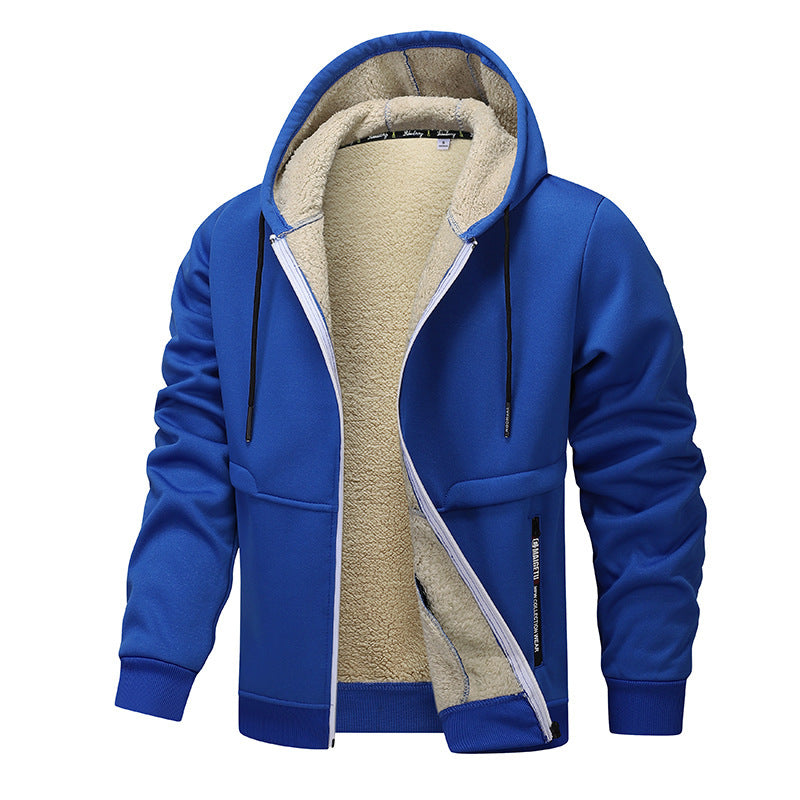 Solid Color Fleece Lined Full Zip Male Hoodie (9 colors)