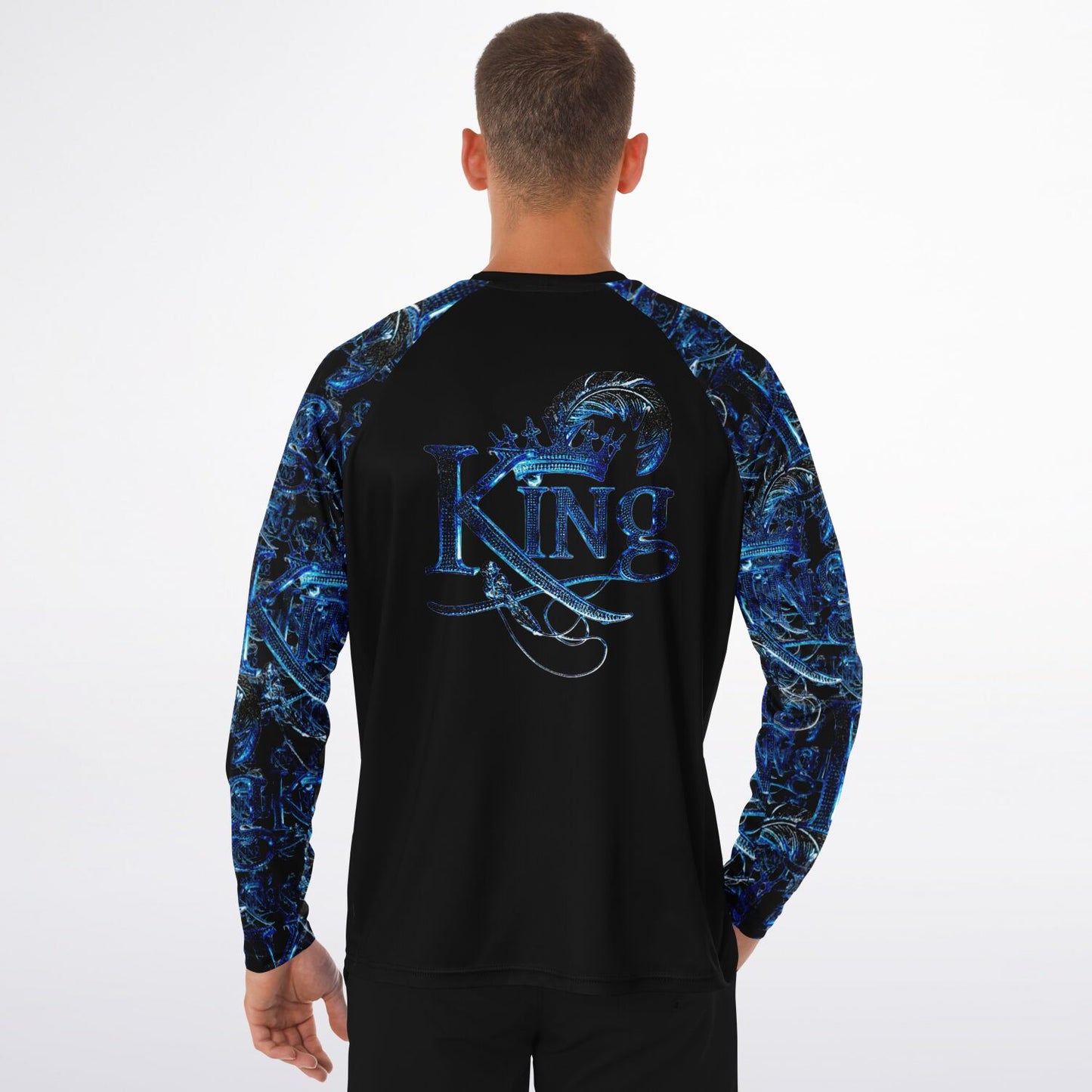 KING 02-01 Black Men's Designer Long Sleeve Performance T-shirt