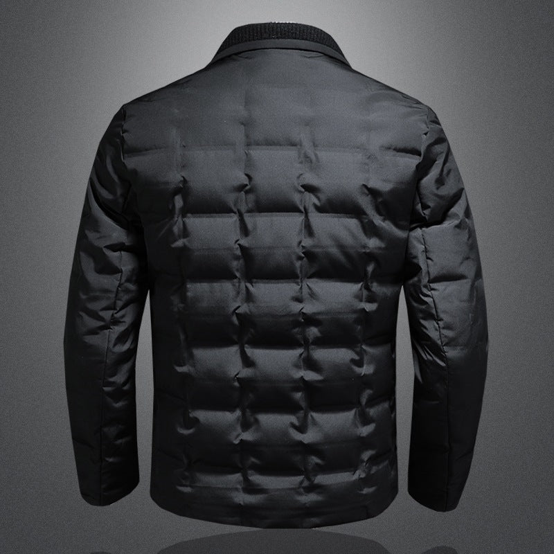 Solid Black Blazer Puffer Jacket