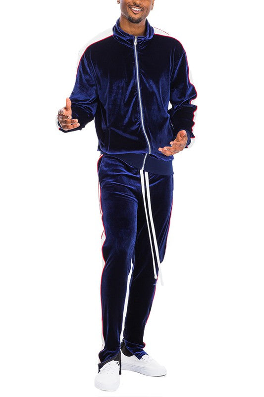 Men 's Solid Color Velour Tracksuit (4 colors)