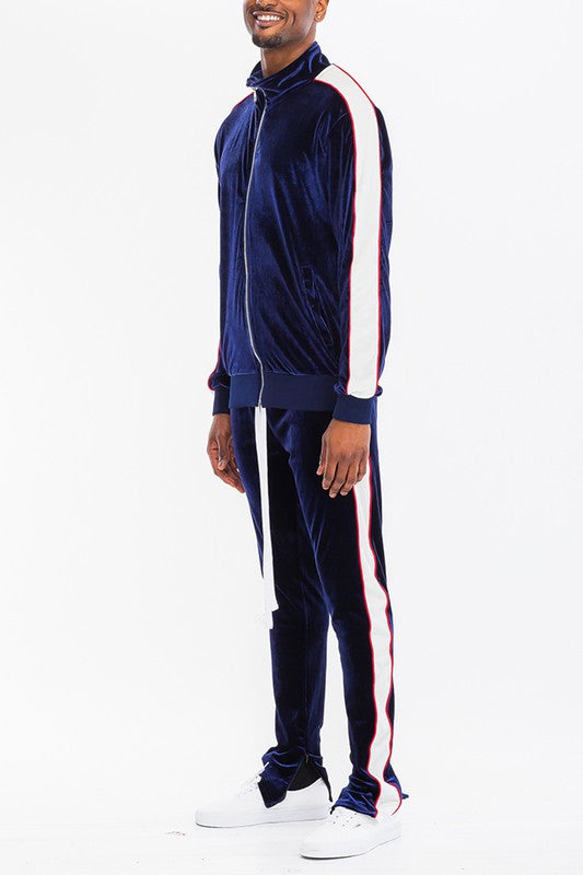 Men 's Solid Color Velour Tracksuit (4 colors)