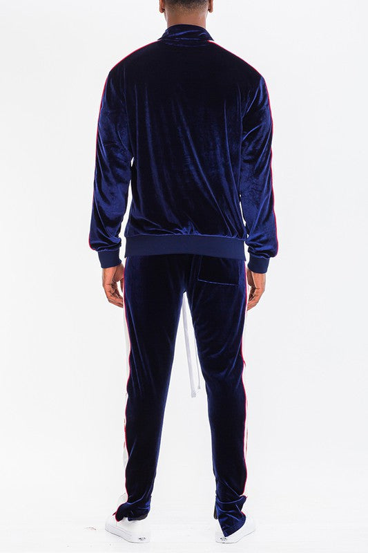 Men 's Solid Color Velour Tracksuit (4 colors)