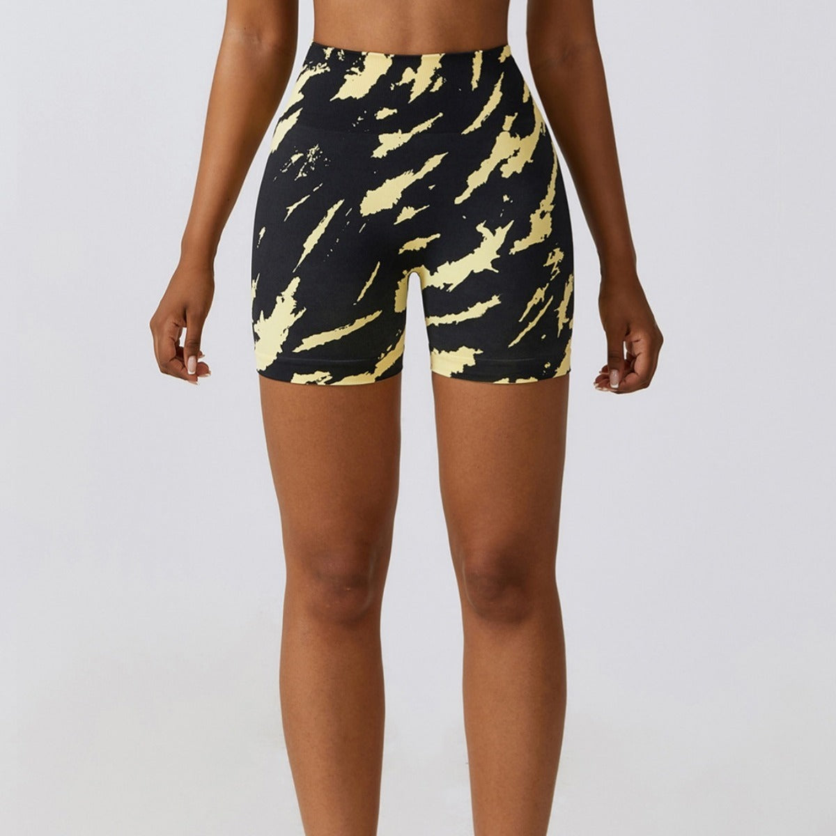 Printed/Solid Color Seamless High Waist Fitness Shorts (4 colors)