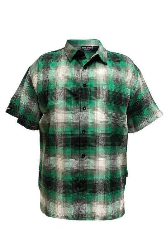 Short Sleeve Plaid Dress Shirt (7 colors)