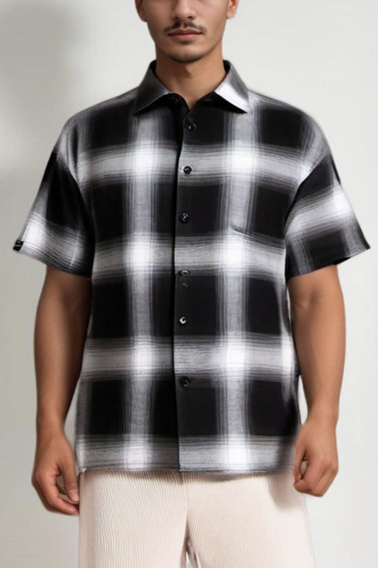 Short Sleeve Plaid Dress Shirt (7 colors)