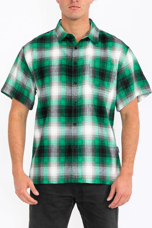 Short Sleeve Plaid Dress Shirt (8 colors)