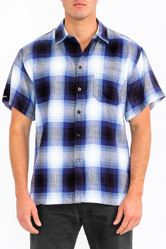 Short Sleeve Plaid Dress Shirt (8 colors)