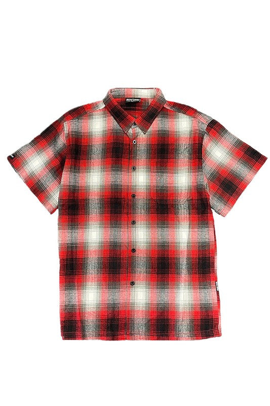 Short Sleeve Plaid Dress Shirt (7 colors)