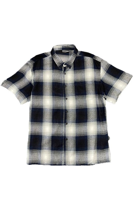 Short Sleeve Plaid Dress Shirt (7 colors)