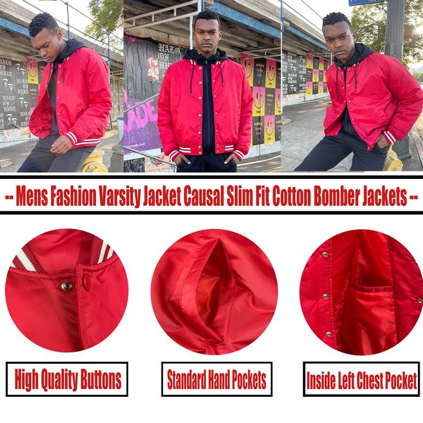 Polyester Solid Color Varsity Jacket (12 colors)