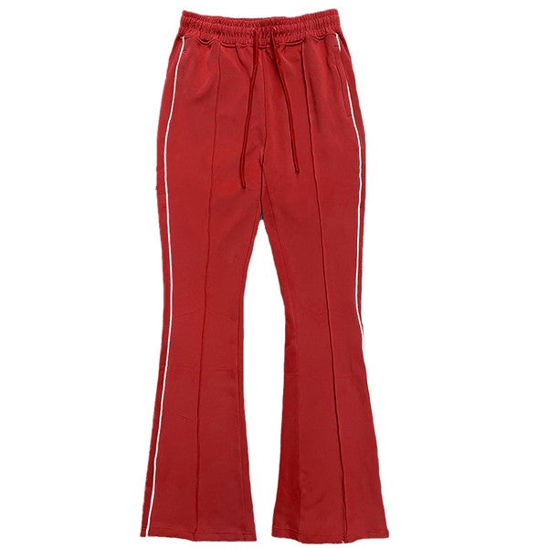 Men's Solid Color Flared Stacked Side Pipe Fleece Track Pants (6 colors)