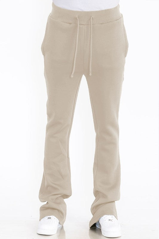 Men's Solid Color Flared Stacked Fleece Male Joggers (4 colors)