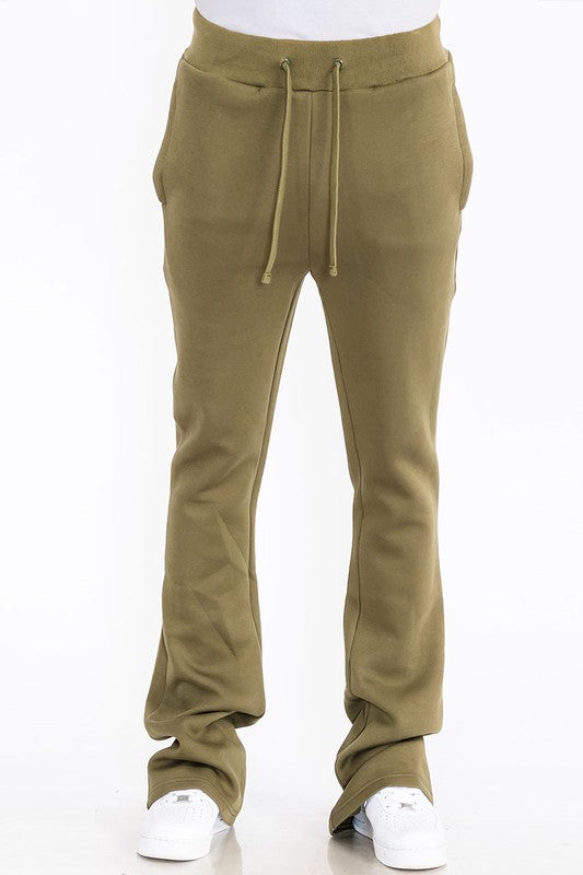 Men's Solid Color Flared Stacked Fleece Male Joggers (4 colors)