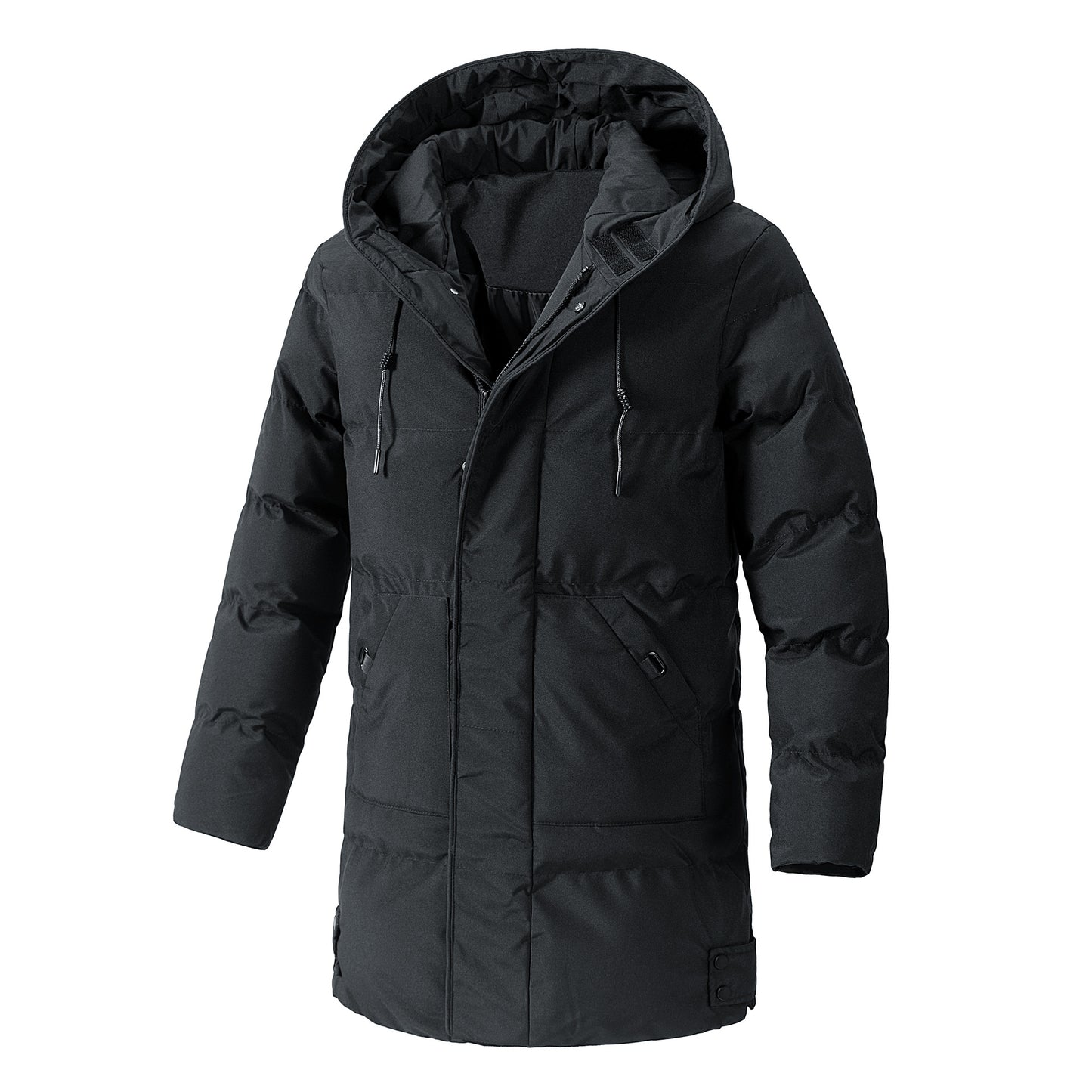 Solid Color Longline Male Plus Size Padded Puffer Jacket (3 colors)