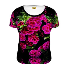 Cargar imagen en el visor de la galería, Floral Embosses: Roses 02-01 Ladies Designer Scoop Neck T-shirt