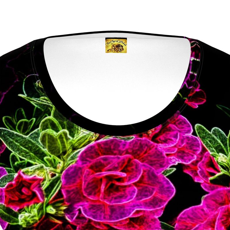 Floral Embosses: Roses 02-01 Ladies Designer Scoop Neck T-shirt