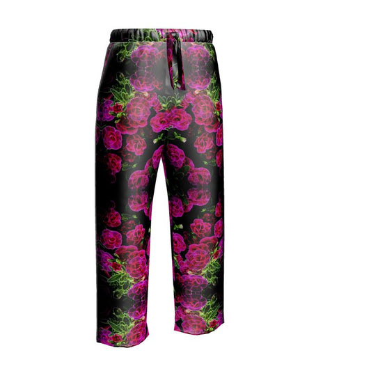 Floral Embosses: Roses 02-01 Ladies Designer Pure Silk Pajama Pants