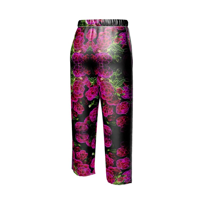 Floral Embosses: Roses 02-01 Ladies Designer Pure Silk Pajama Pants