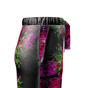 Floral Embosses: Roses 02-01 Ladies Designer Pure Silk Pajama Pants