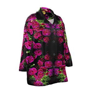 Floral Embosses: Roses 02-01 Ladies Designer Pure Silk Pajama Shirt