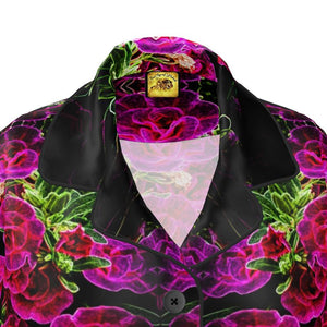 Floral Embosses: Roses 02-01 Ladies Designer Pure Silk Pajama Shirt