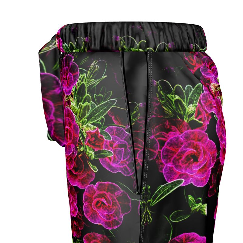 Floral Embosses: Roses 02-01 Ladies Designer Pure Silk Pajama Shorts