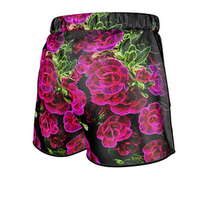 Floral Embosses: Roses 02-01 Ladies Designer Pure Silk Pajama Shorts