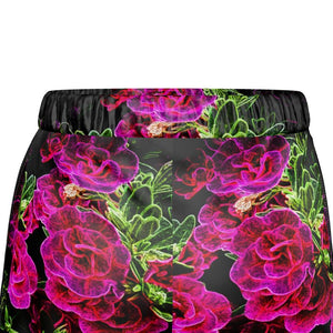 Floral Embosses: Roses 02-01 Ladies Designer Pure Silk Pajama Shorts
