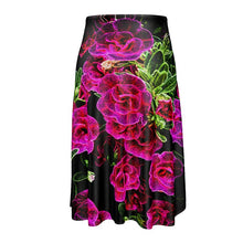Cargar imagen en el visor de la galería, Floral Embosses: Roses 02-01 Designer A-line Pleated Midi Skirt