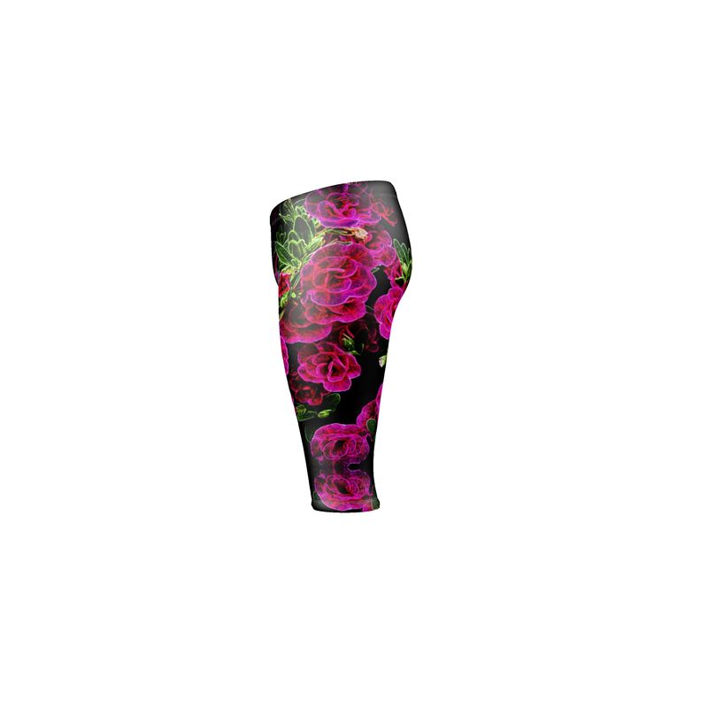 Floral Embosses: Roses 02-01 Designer 3/4 Leggings