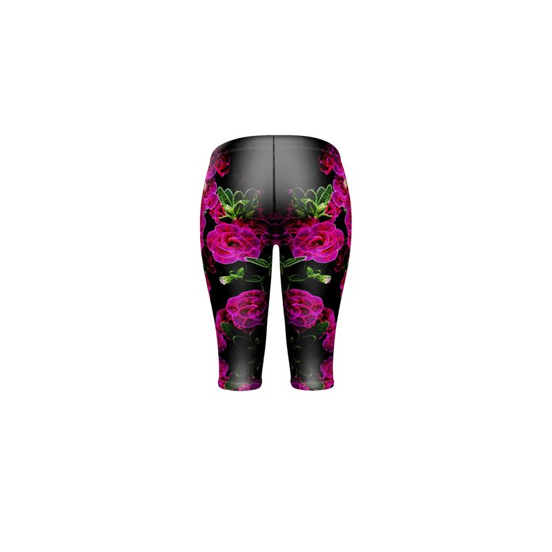 Floral Embosses: Roses 02-01 Designer 3/4 Leggings