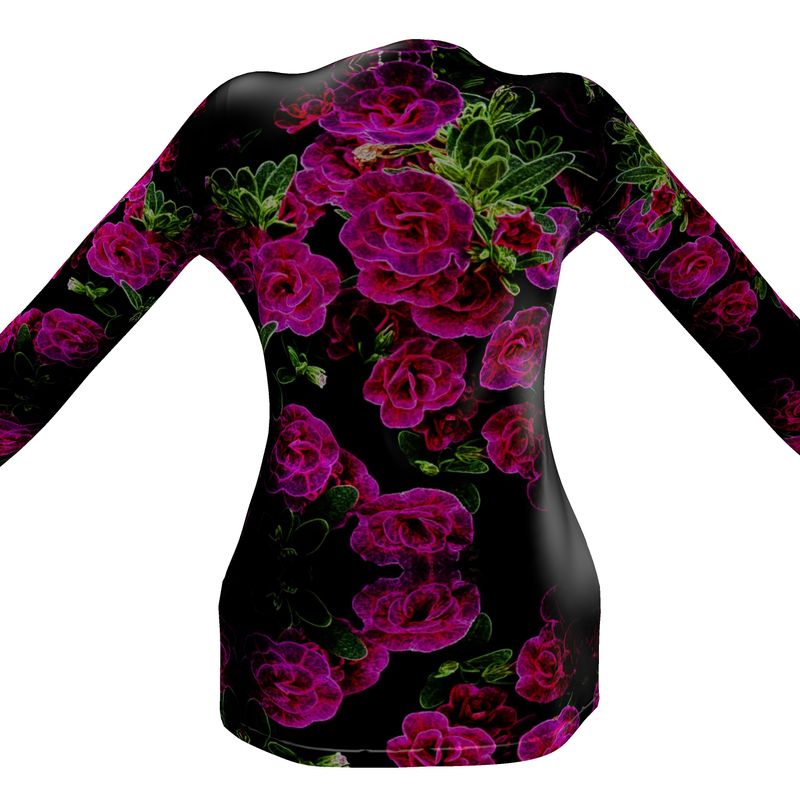 Floral Embosses: Roses 02-01 Ladies Designer Drop Pocket Cardigan