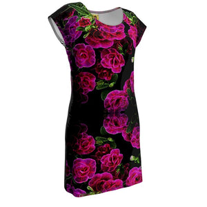 Floral Embosses: Roses 02-01 Designer Tunic T-shirt Dress