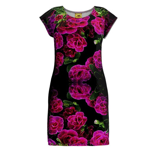 Floral Embosses: Roses 02-01 Designer Tunic T-shirt Dress