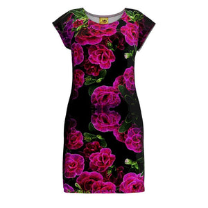 Floral Embosses: Roses 02-01 Designer Tunic T-shirt Dress